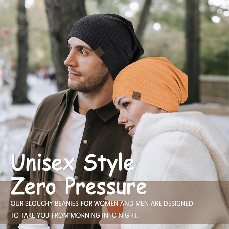 HAMUNI Slouchy Beanie for Men Women Soft Lightweight Running Beanie Hat Chemo Cap Skull Cap - Image 5